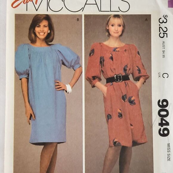 Vintage 80s McCalls Pattern 9049 Pullover Muumuu Dress Pockets Sz XS Uncut - Picture 1 of 2
